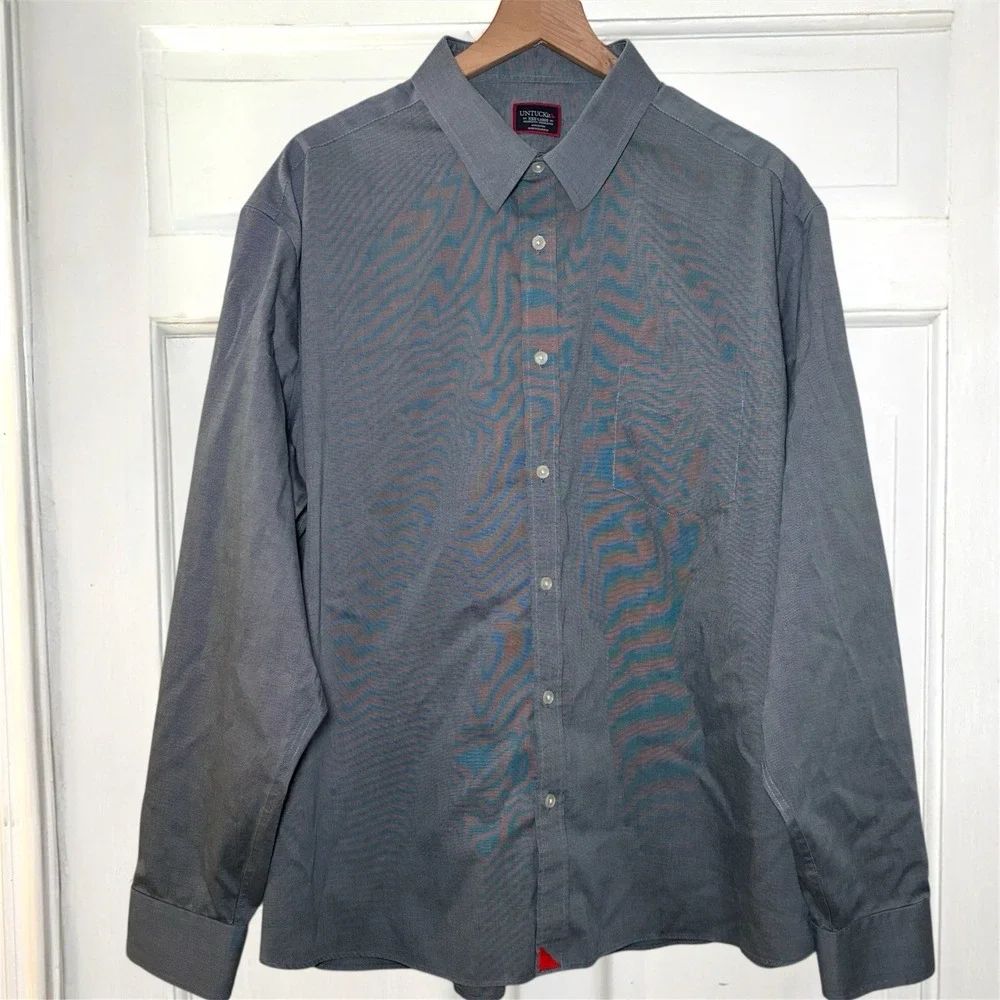 UNTUCKit Pio Cesare WF Relaxed Fit Mens XXXL Wrinkle Free Blue Button Down Shirt - Picture 4 of 7
